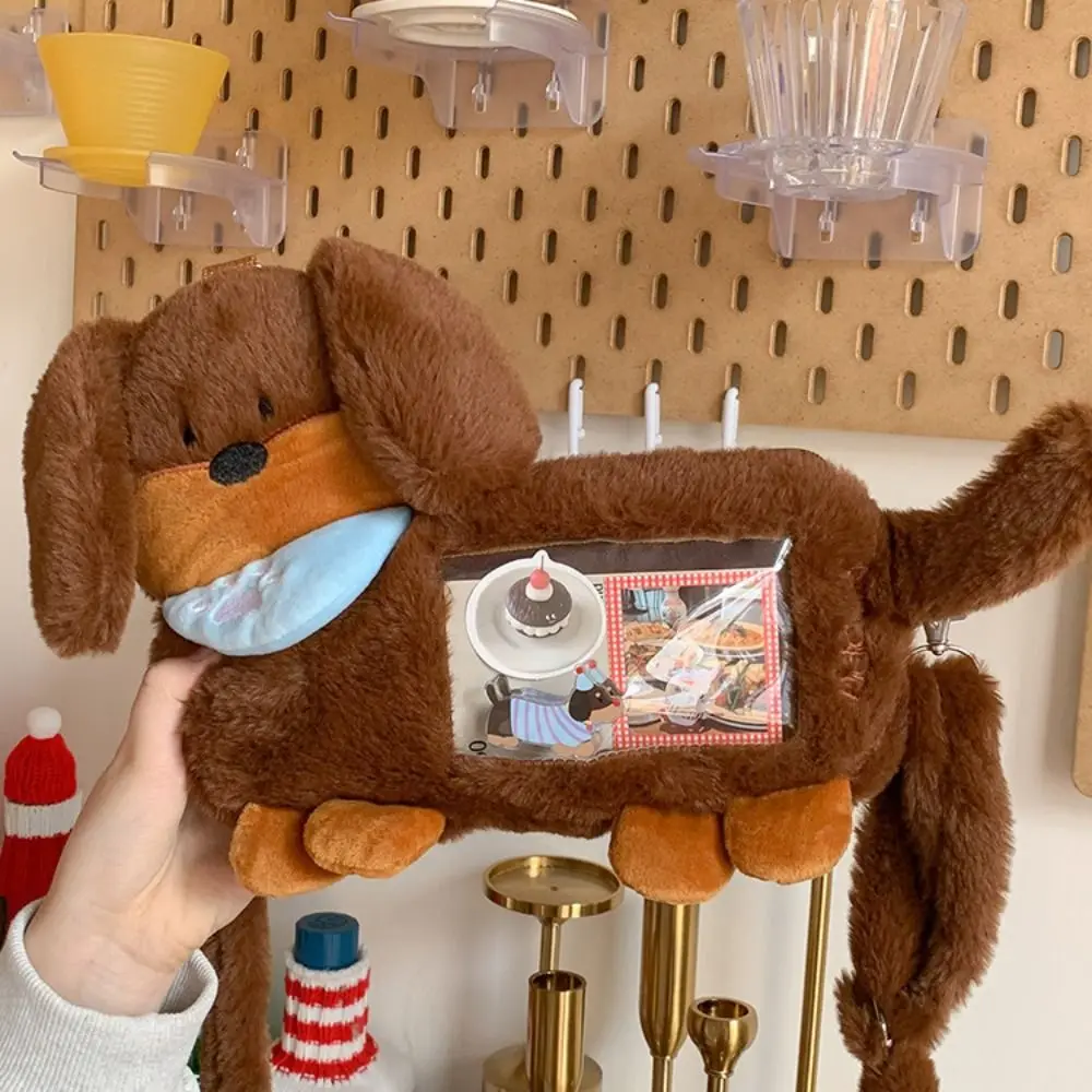 Daily Y2K Dachshund Dog Shoulder Bag PVC Brown Cartoon Ita Bag Japanese Style Anime Display Bag Daily