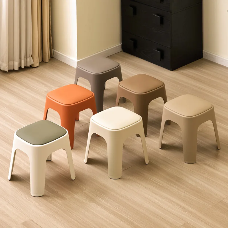 Plastic Stools Can Be Stacked At Home, Modern Simplicity, Waiting in Line for Eating, Dining Chairs, Living Room Soft Bag Stools