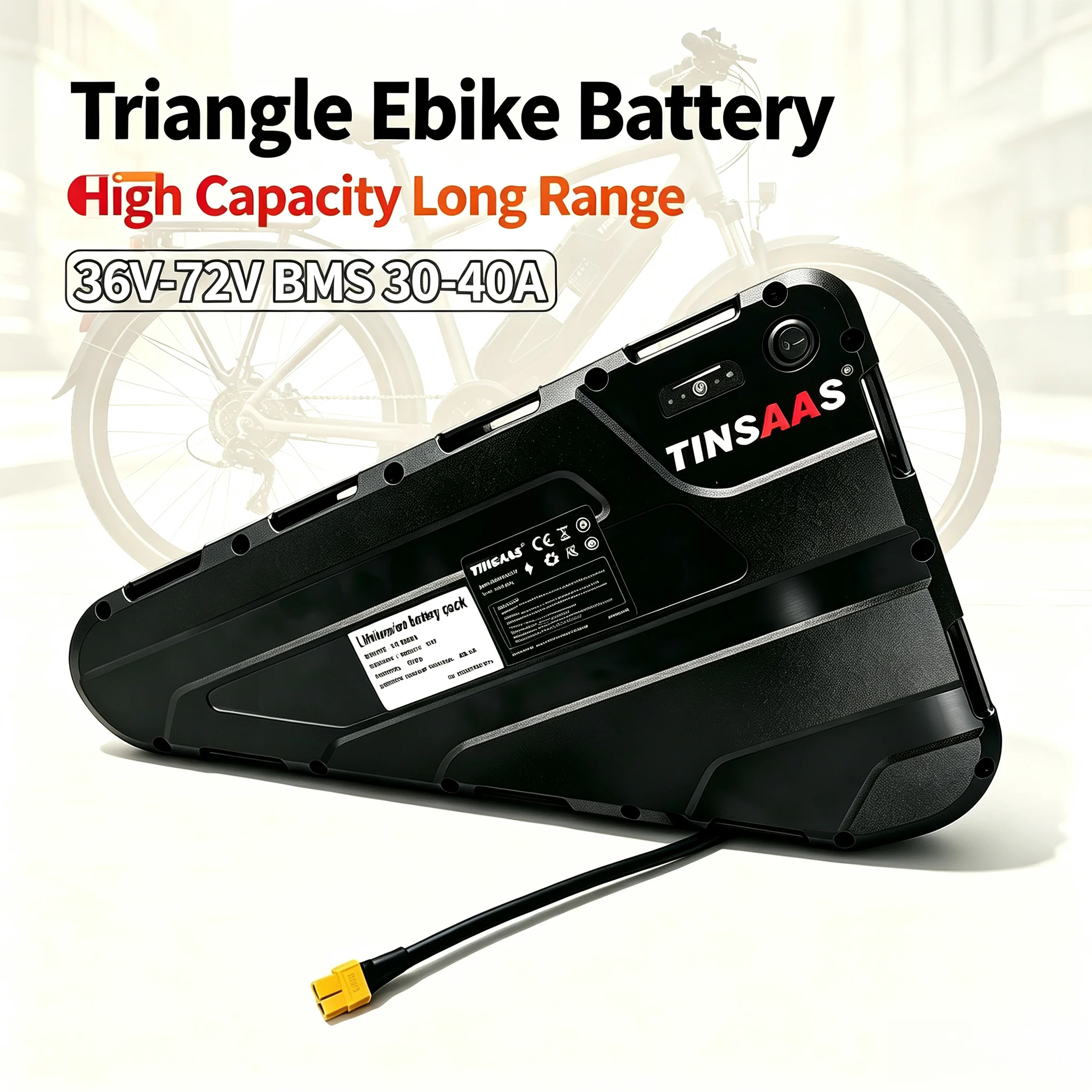 Electric Bike Triangle 21700 Battery Cell 36V 48V 52V 60V 72V Suitable For Long-distance Cycling For 250W-3000W Motors