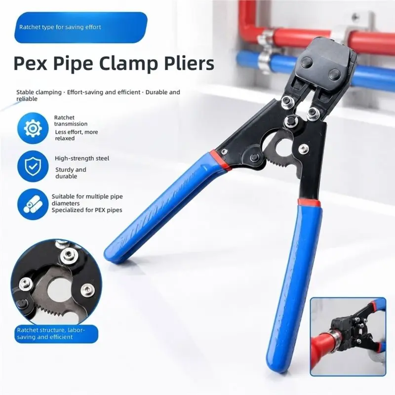 IALJ-Crimping Tool Single Ear Clamps Pliers Labor Saving Hose Clamp Pliers For 3/8