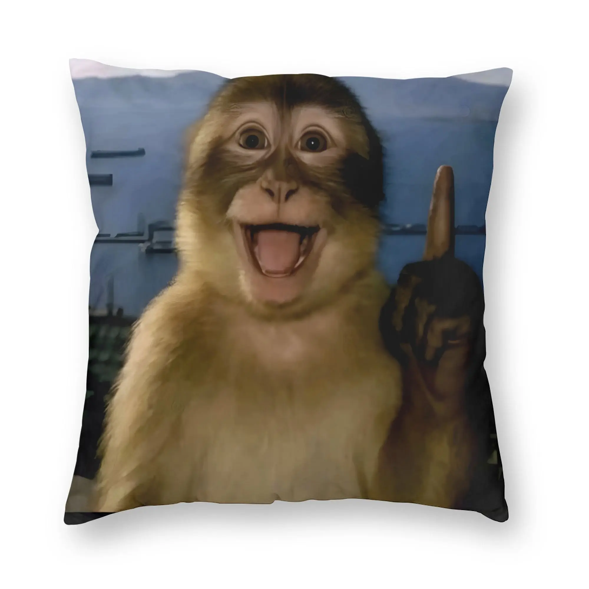 Funny Thinking Monkey Meme Curious Ape Brainrot Gift Pillowcase Cushion Cover Decoration  Pillow Case Cover Bedroom Square 18''