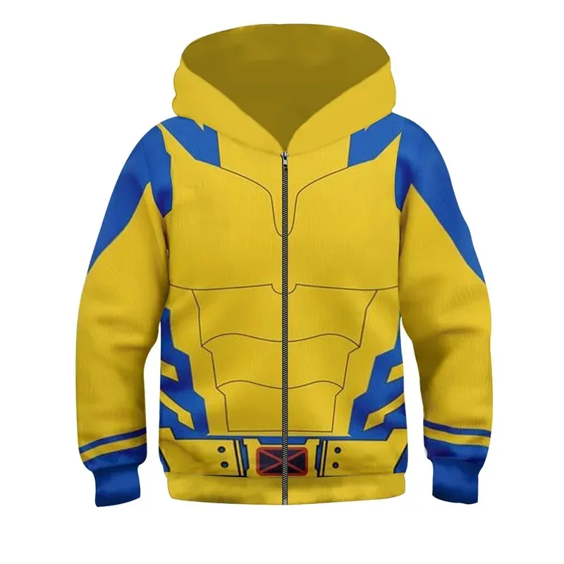 Deadpool Wolverine Cosplay Felpe con cappuccio per bambini Supereroe Stampa 3D Pullover Giacca Felpe Ragazzi Ragazze Carnevale di Halloween Out ^ 0 * f