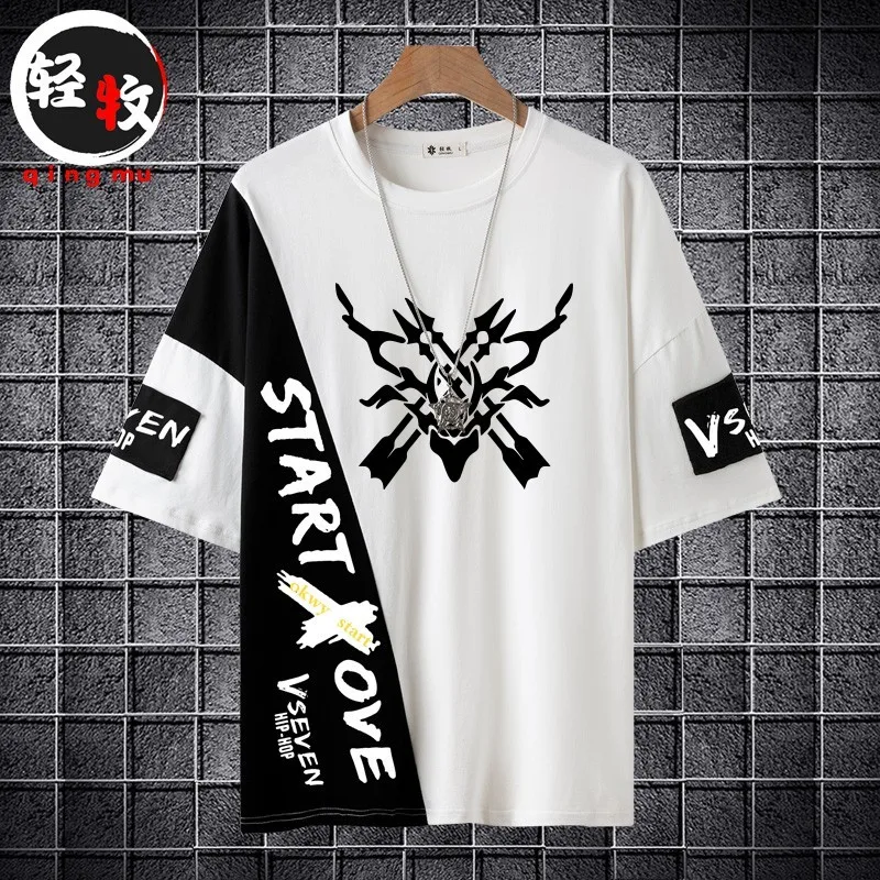 

Casual ort Sve T-irt for Students Cartoon Anime Printed Light Cotton Summer Wear ex Relax Fit round Ne T-irt