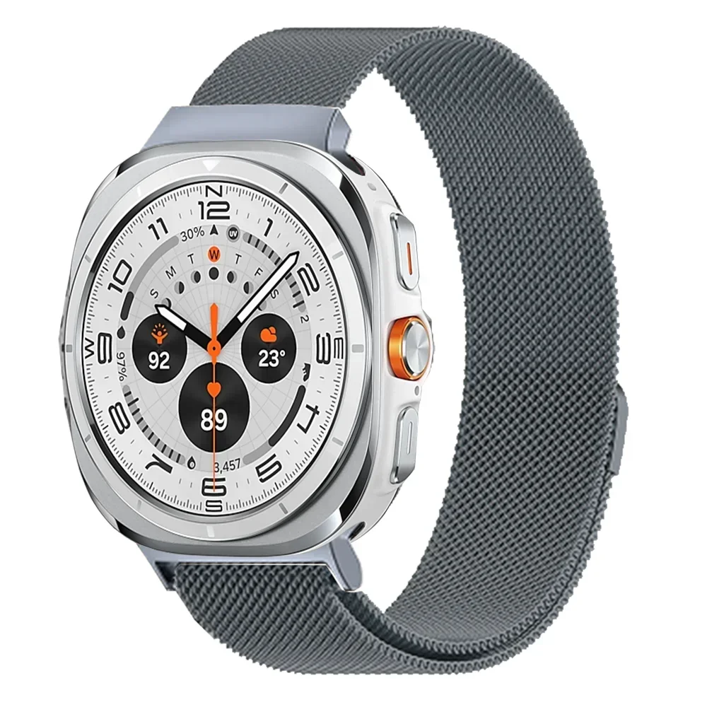 삼성 갤럭시 워치용 갭 없는 스테인리스 스틸 스트랩, 울트라 47mm 마그네틱 스포츠 메탈 스트랩, 갤럭시 워치 7 울트라 팔찌