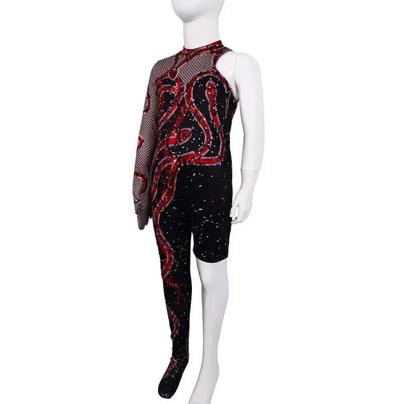 Taylor Cosplay Swift Eras Tour Sparkles Costume imprimé 3D Sexy noir une jambe serpent combinaison Halloween body femmes garçon filles