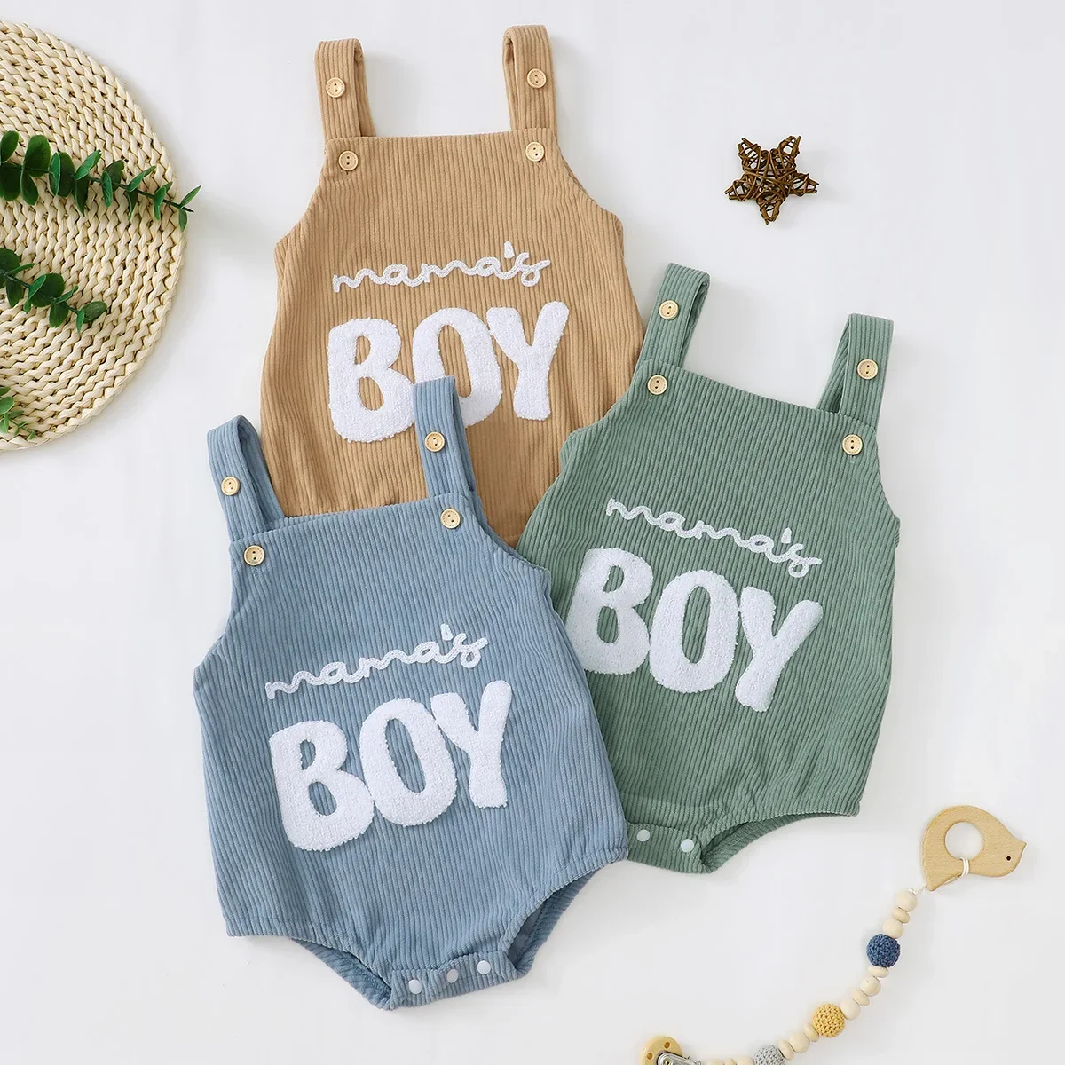 Baby Boy Sling Triangle Bodysuit, Cute Cartoon Pattern Bodysuit, Loose Bib Pants