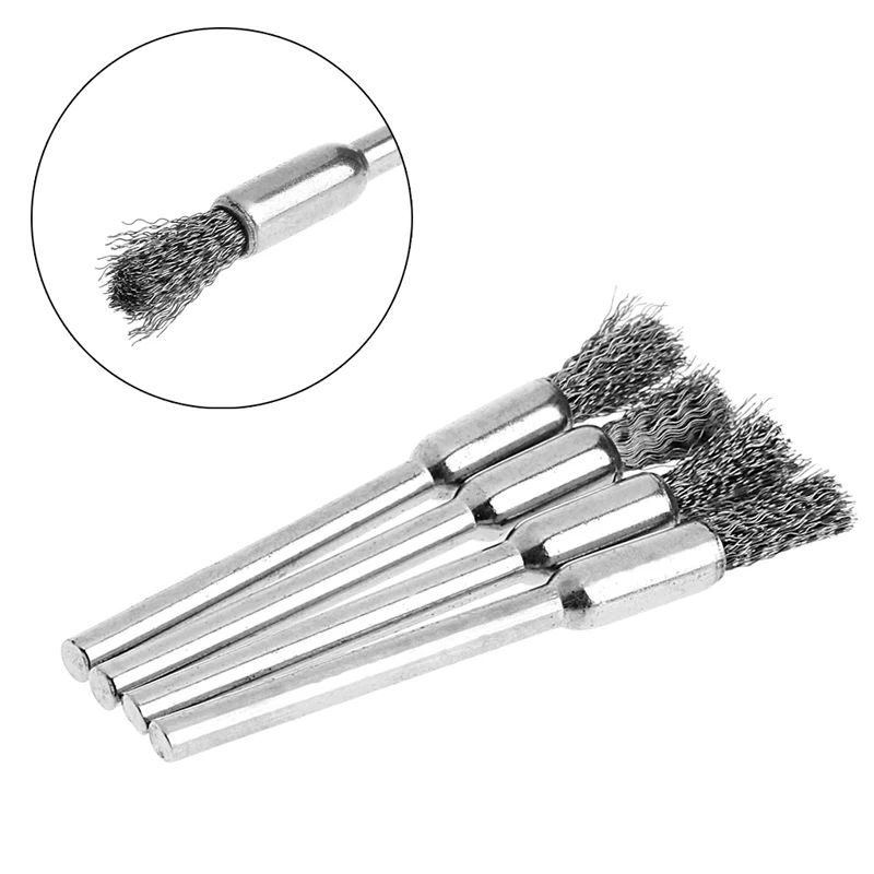 4Pcs 5mm Steel Wire Brushes Polishing Wheel Brush for Tools Mini Brushed Burr Welding Metal Surface Pretreatment,Grinding