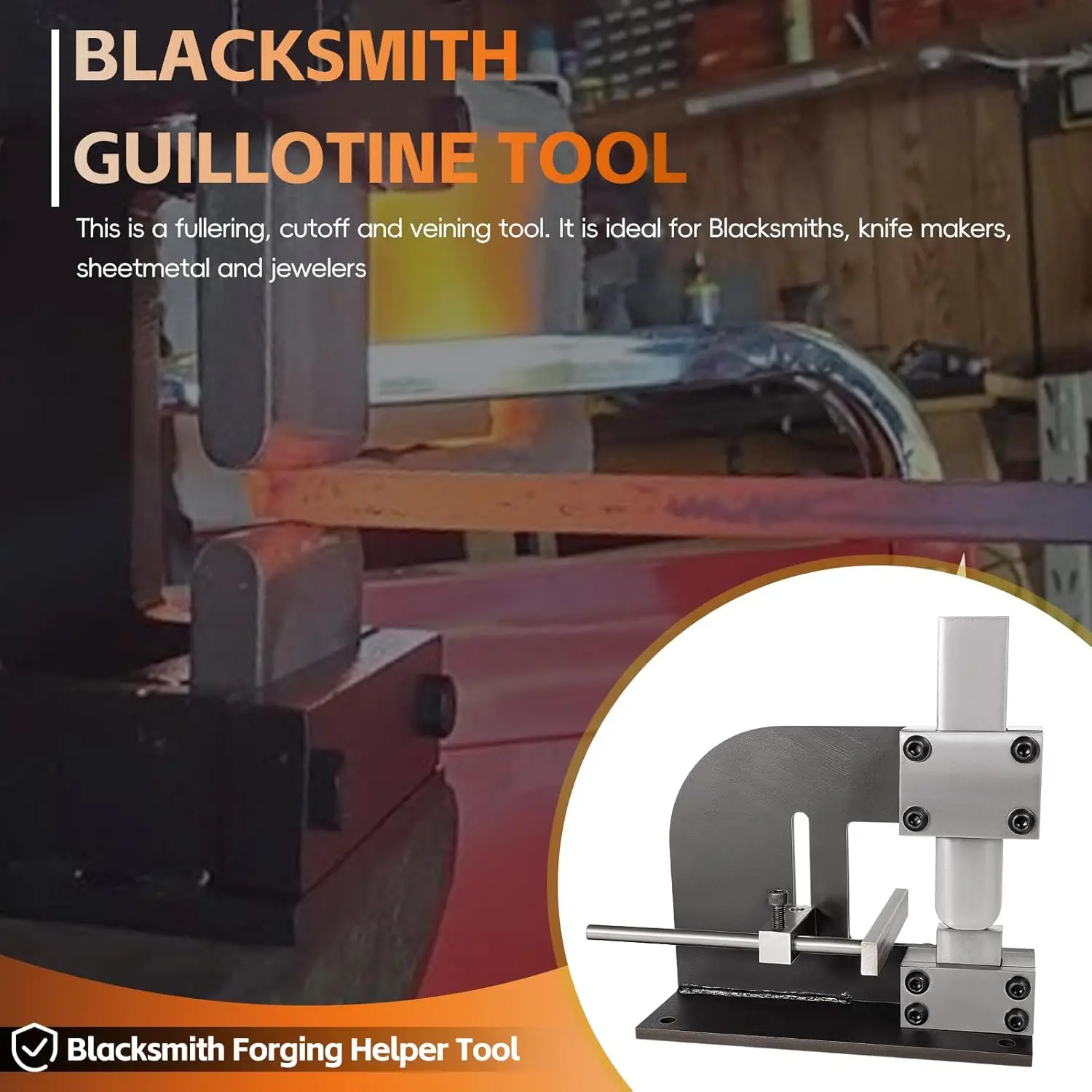 TM Blacksmith Guillotine Tool Forge Wizard Blacksmith Tool Blacksmith Forging Tool, Fuller Tool Cut off Tool with Dies & Guides