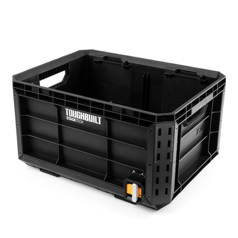 TOUGHBUILT TB-B1-X-50 StackTech Tool Crate Lock Indicator Large Capacity Stackable Multi Purpose Storage Box