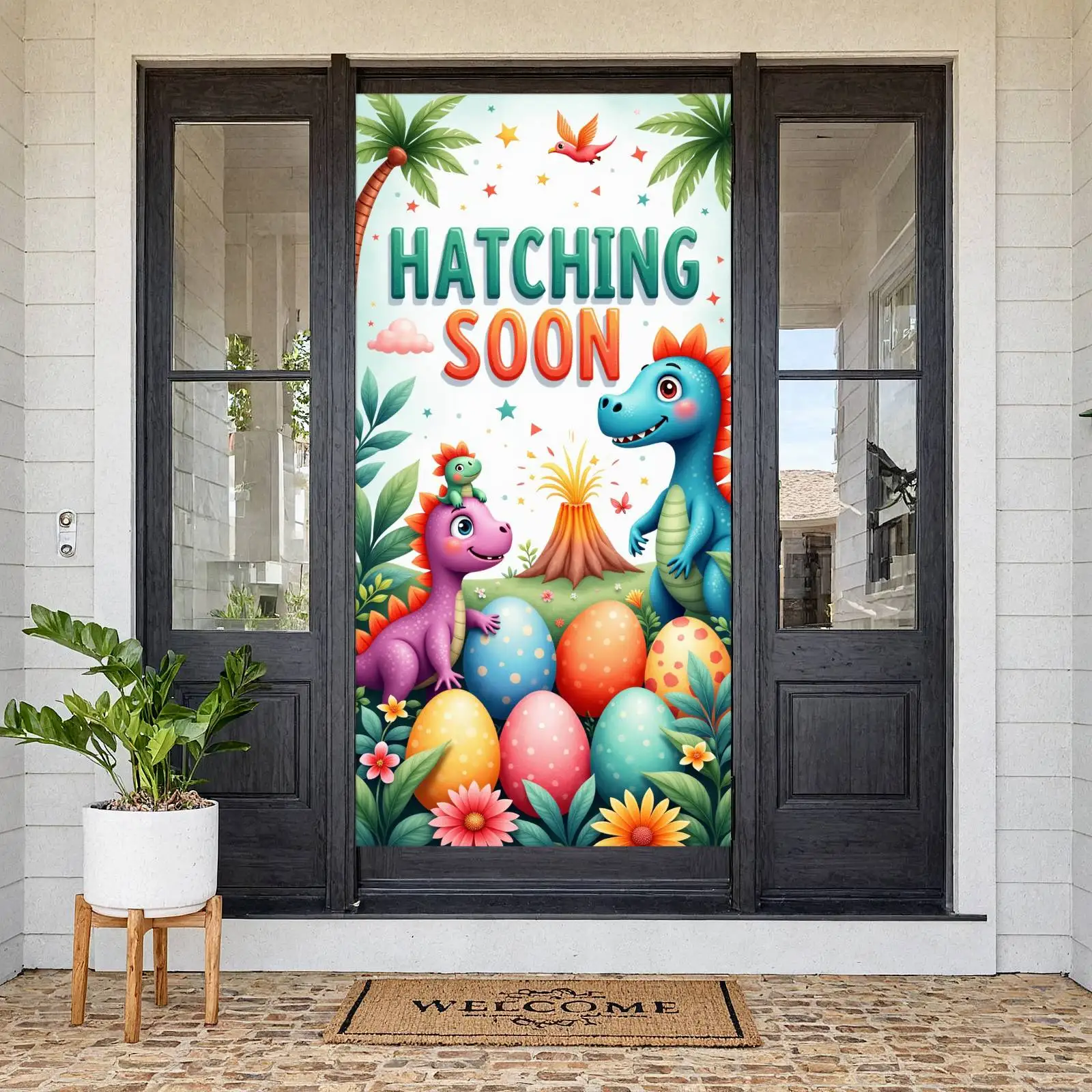 Dinosaur Egg Backdrop Cute  Prehistoric Background Dino Backdrop Floral Decor  Dino Display For Birthday Decoration