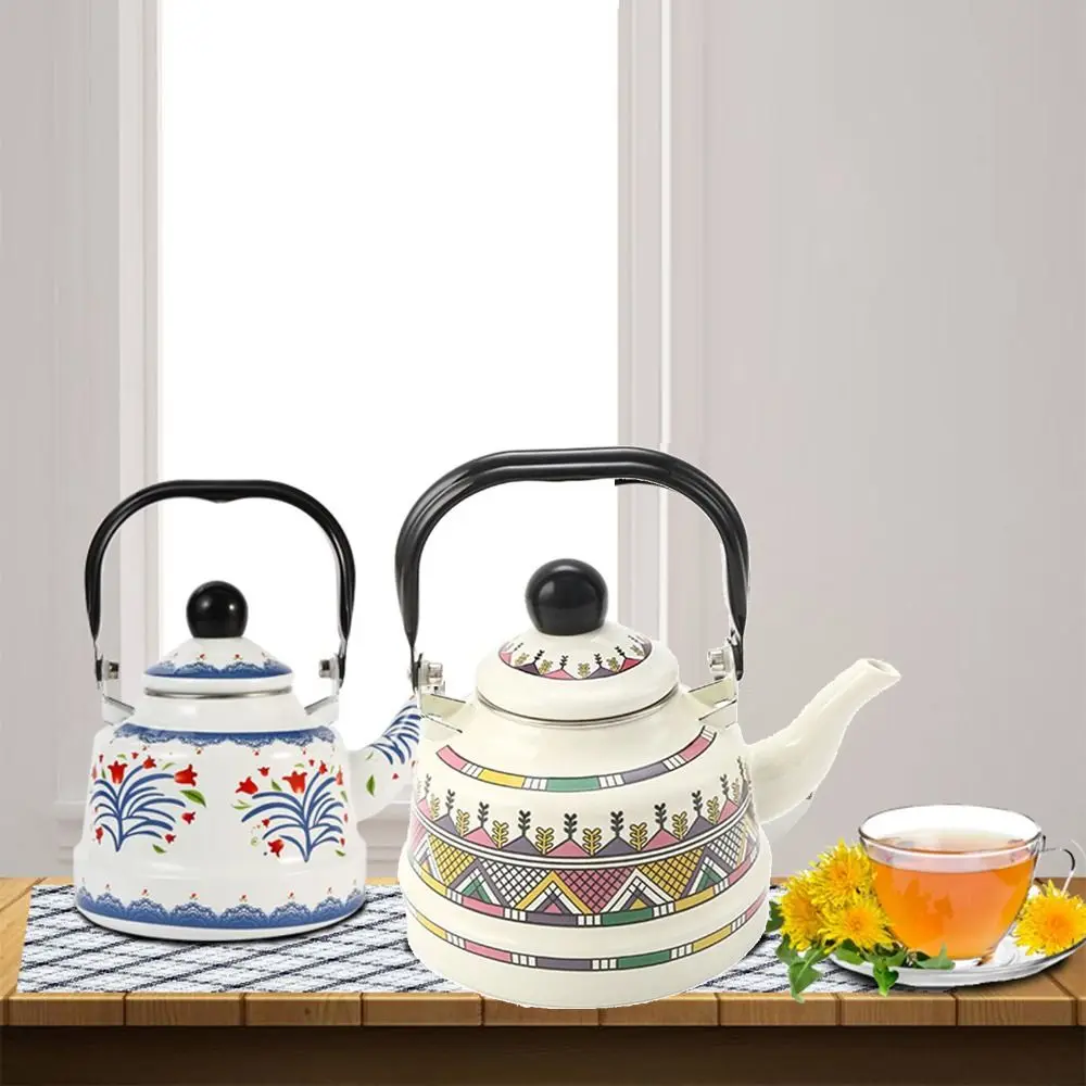 

Classic Design Enamel Enamel Tea Kettle European Style 2.5L Tea Pot Unbreakable Handmade Water Jug Restaurant