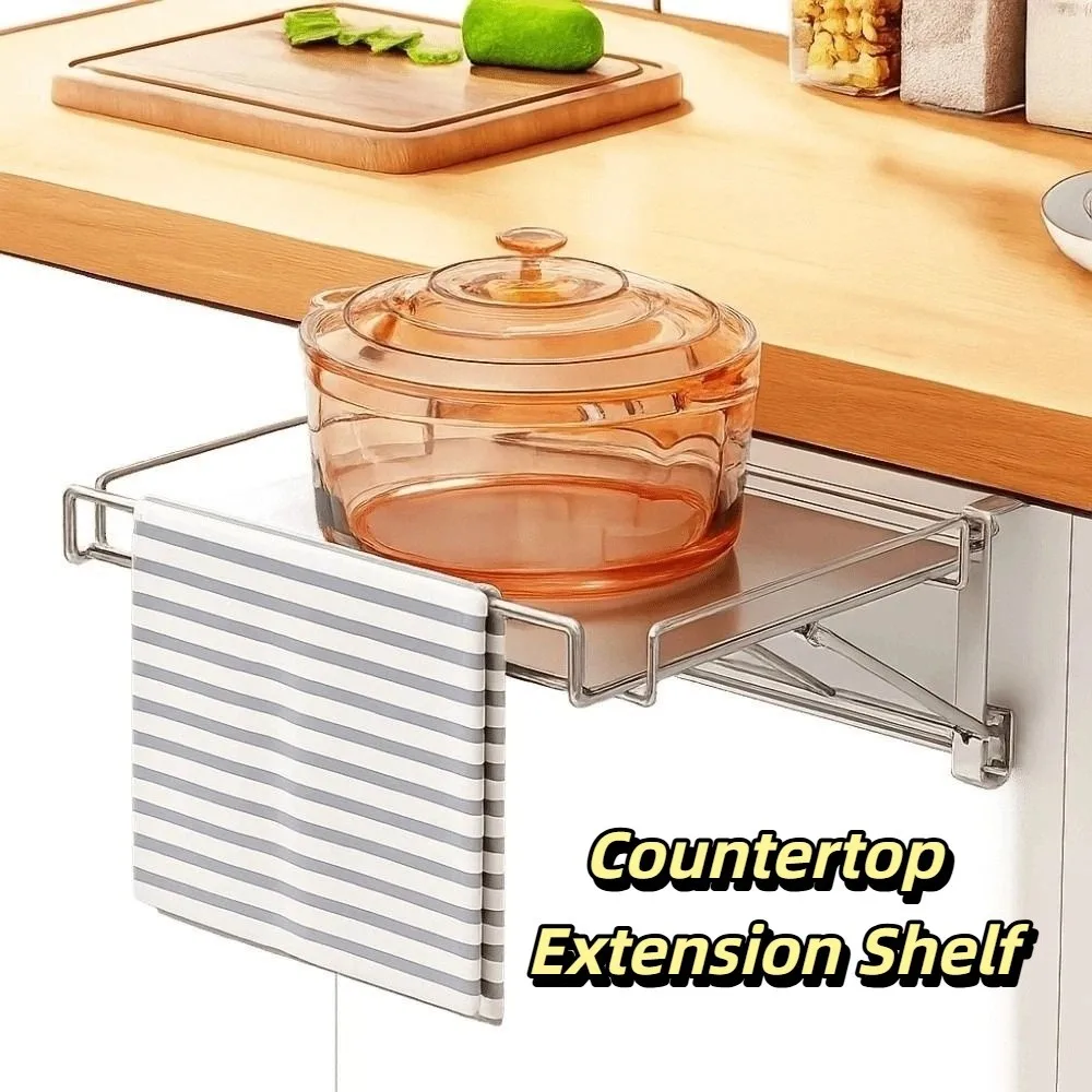 

Stainless Steel Foldable Countertop Storage Rack Compact Design Foldable Space-saving Rack Wall-Mounted Clutter-Free