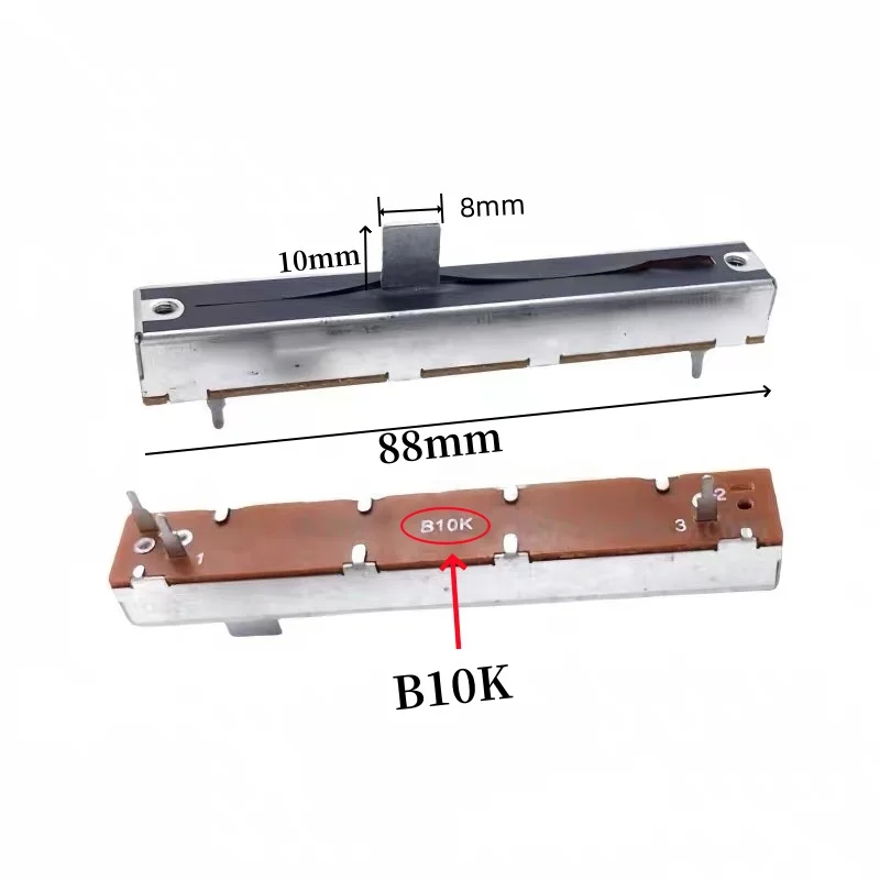 5 szt. A10K B10K Potencjometr suwakowy do miksera A103 B103 3-pinowy 88mm Jednokanałowy Potencjometr Przesuwny Skok 60mm Długość Uchwytu 10mm — zdjęcie 7