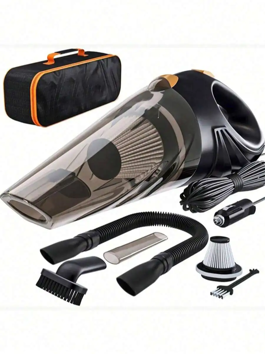 1pc 90W High Power Car Vacuum Cleaner - Portable, High Power, Handheld Vacuum Cleaner With Extra Long Power Cord And Vacuum Bag