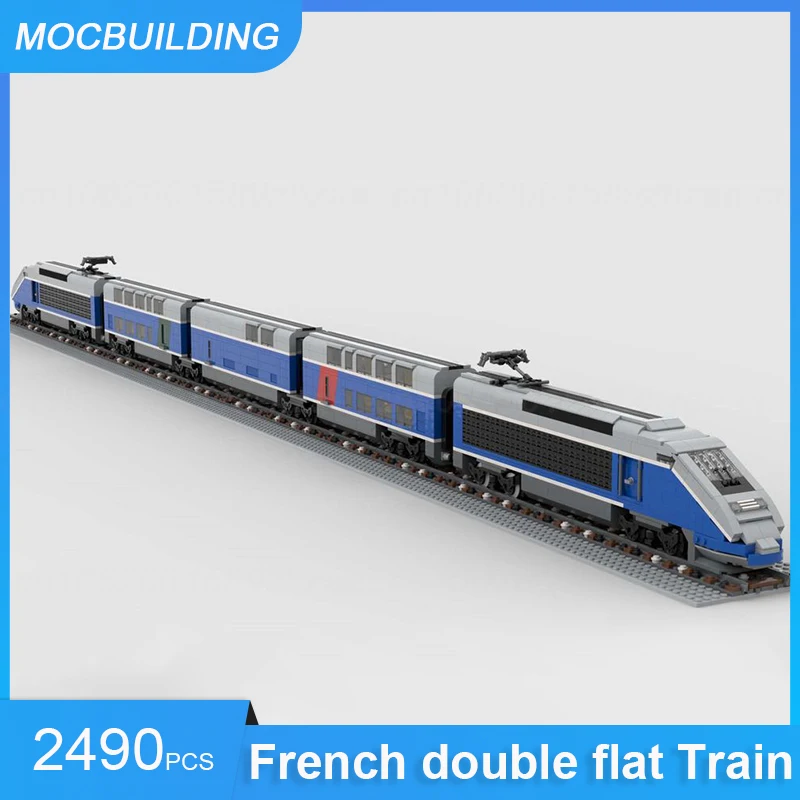 MOC Building Blocks Austrian Night Express Train & French Double Flat Train Grand Vitesse Assemble Bricks Model Transport Toys