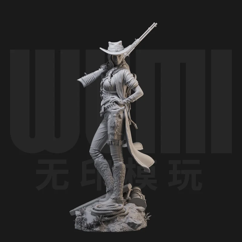 

1/24 1/18 Cowgirl Western Shooter Resin Model Figure Gk Micro Miniature 3d Printed White Model Toy Unassembled And Unpainted Kit