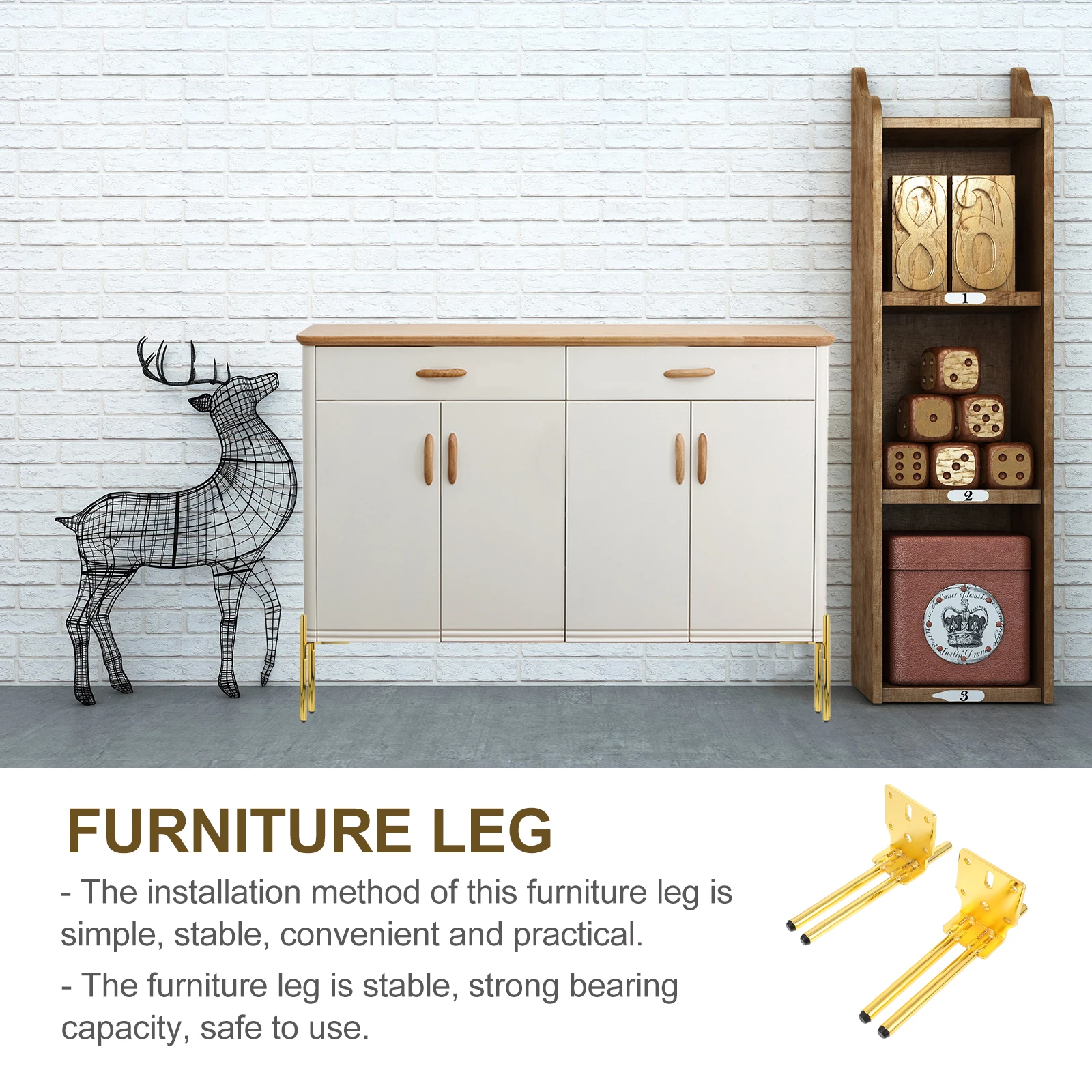 

Iron Furniture Legs 2 Sets Durable Home Cabinet Feet Strong Bearing Capacity Stable Installation Classic Style Suitable Sofas