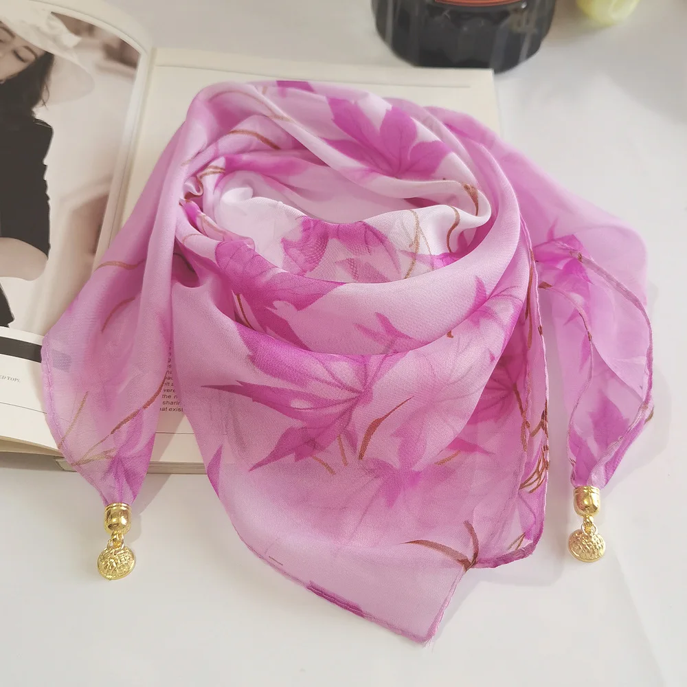Neue Mode Magnetische Schnalle Schal Dünnen Schal Dekorative Chiffon Quadrat Sonnencreme Hals Abdeckung frauen Schals Party Geschenk – Detail 1