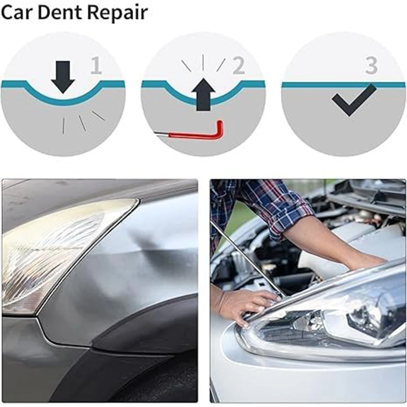 18Pcs Car Door Opening Tool Kit Professional Automotive Lock Out Emergency Unlock Tools Long Reach J-Hook Rods Air Wedge Pump Bag Plastic Trim Pry Tools with Storage Bag & Protective Gloves for Vehicle Door Window Repair - view 6