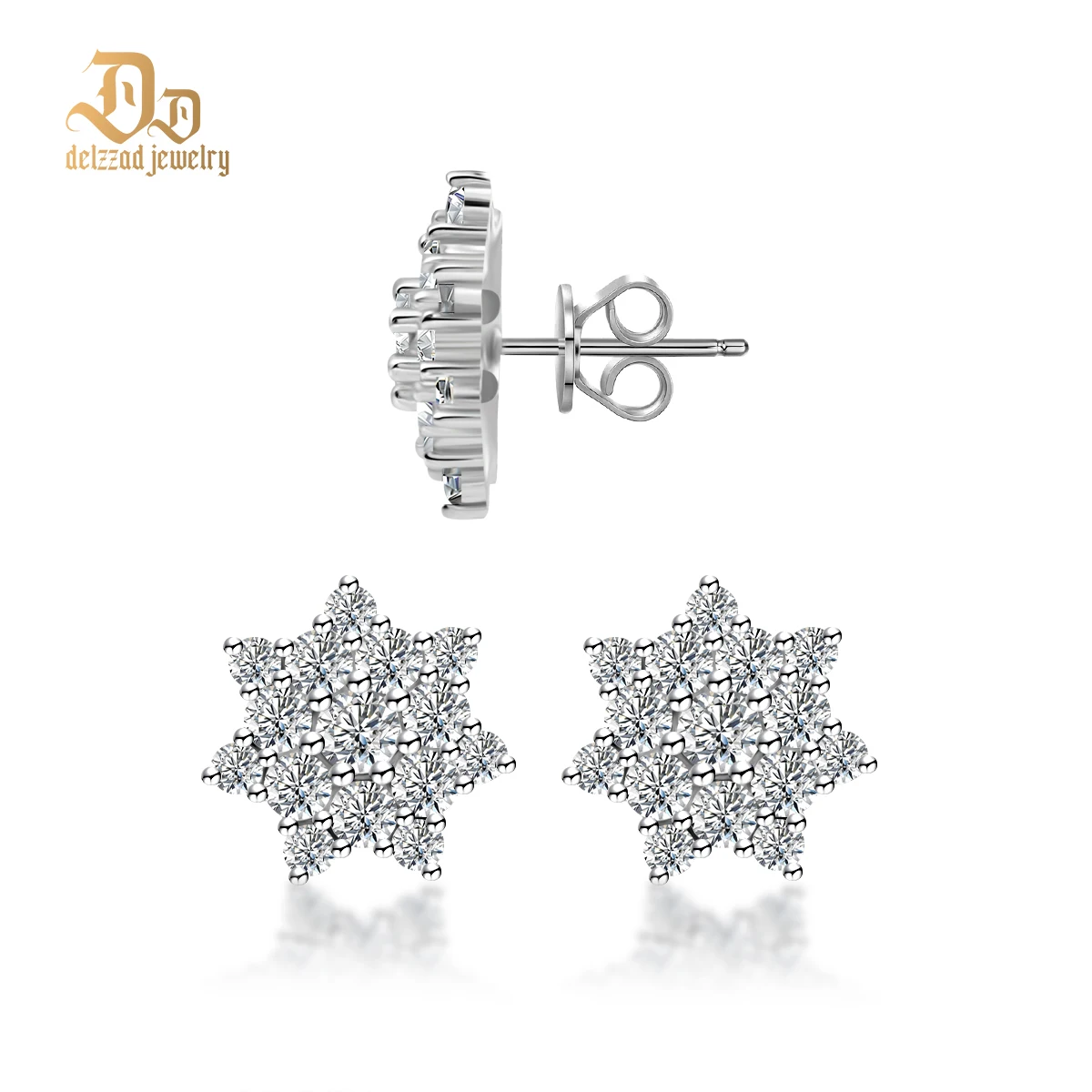

Delzzad 100% S925 Sterling Silver Sunflower Blooming Earrings Diamond Simple Classic Luxury Exquisite Jewelry Engagement Gifts