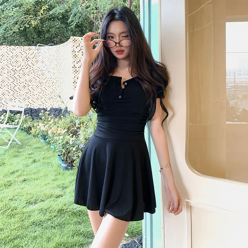 

Сексуальный слитный купальник с V-образным вырезом и коротким рукавом, женский, в стиле юбки, утягивающий, скрывающий недостатки фигуры, для отдыха на острове, в стиле Pure Desire