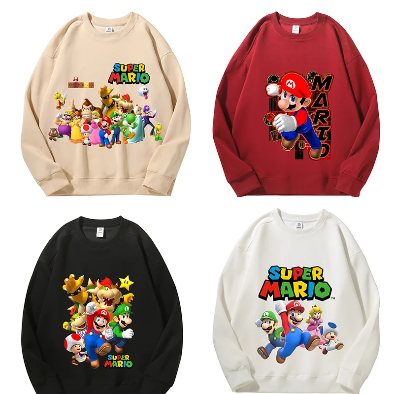 Nowa bluza dla dorosłych Super Mario Bros Princess Peach Luigi Jakość Bawełniane bluzy Cartoon Game Character Print Streetwear