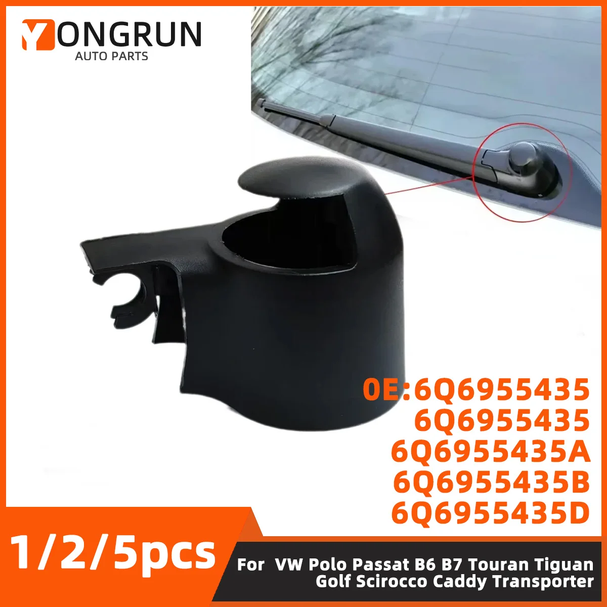 YONGRUN Schraubenmutterkappe für Heckscheibenwischerarm, geeignet für Volkswagen Polo Passat B6 B7 Touran Tiguan Golf Scirocco TransportVehicle
