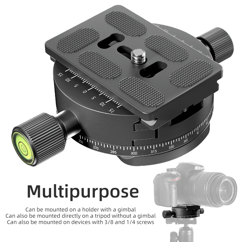 360° Panoramic Rotating Quick Release Plate Clamp Tripod Head Universal DSLR Camera Photography Quick Release Base