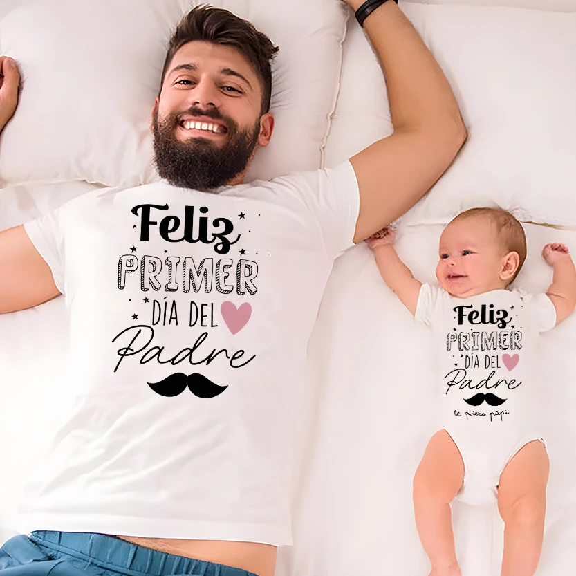 Happy Father's Day Family Matching Outfit Dad T-shirt Top Baby Bodysuit Holiday Dad & Baby Shirt Fathers Day Look Outfit Clothes