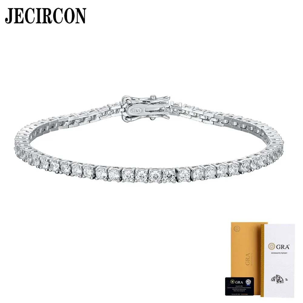 

JECIRCON Single 2.5mm Moissanite Bracelet Niche Design 925 Sterling Silver Light Luxury Girl Birthday Gift Fashion Tennis Chain