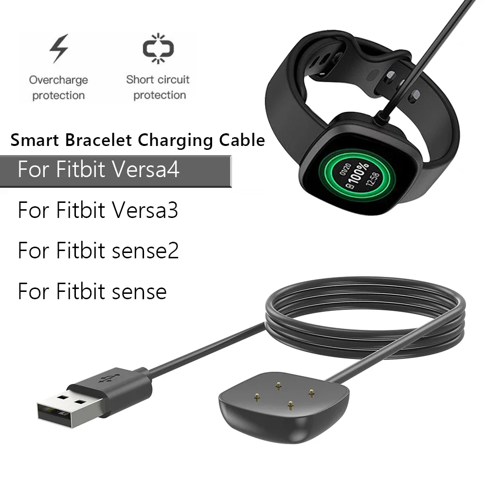 USB Charging Cable For Fitbit Versa 3 / 4 Smart Watch Replacement Charger Adapter For Fitbit Sense 2 Accessories