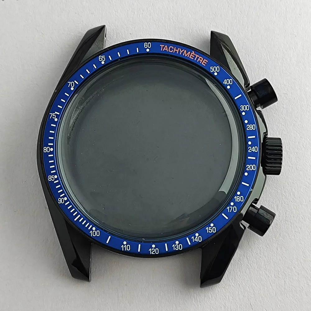 39,7 mm VK63 Gehäuse Herrengehäuse Schwarz Silber Gehäuse Passend für VK63 Uhrwerk Edelstahlarmband Uhrenzubehör