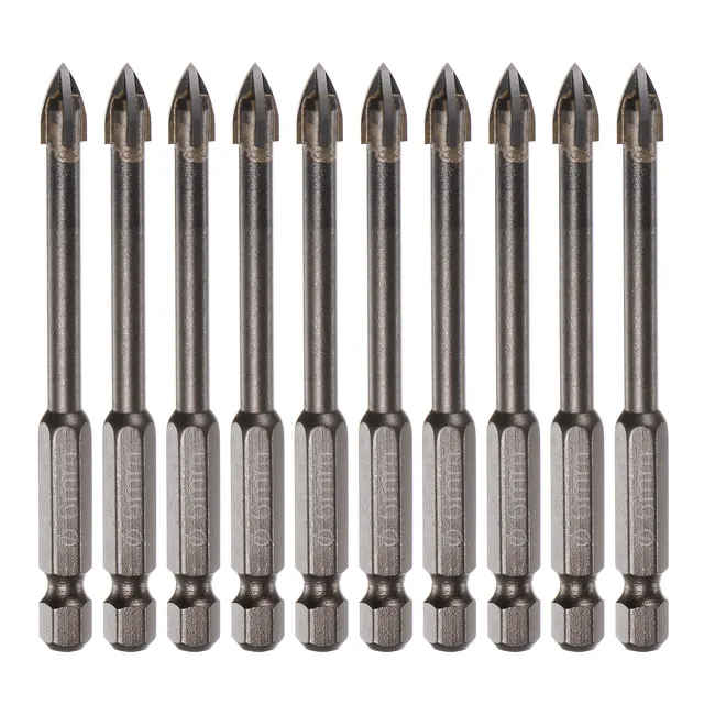 10 szt. 3mm 4mm 5mm 6mm 7mm 8mm tytanowe wiertło do muru wiertło trójkątne z chwytem sześciokątnym