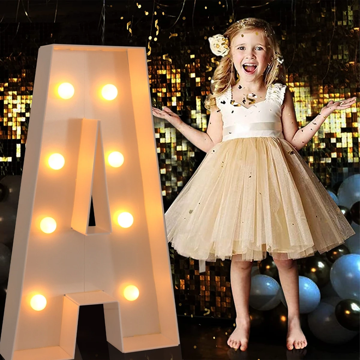 91,5 cm Warm Light Up Giant Letter Led Light Frame Box Ballonvuldoos met 10 lampen Verjaardag Bruiloft Kerst Decor Babyshower