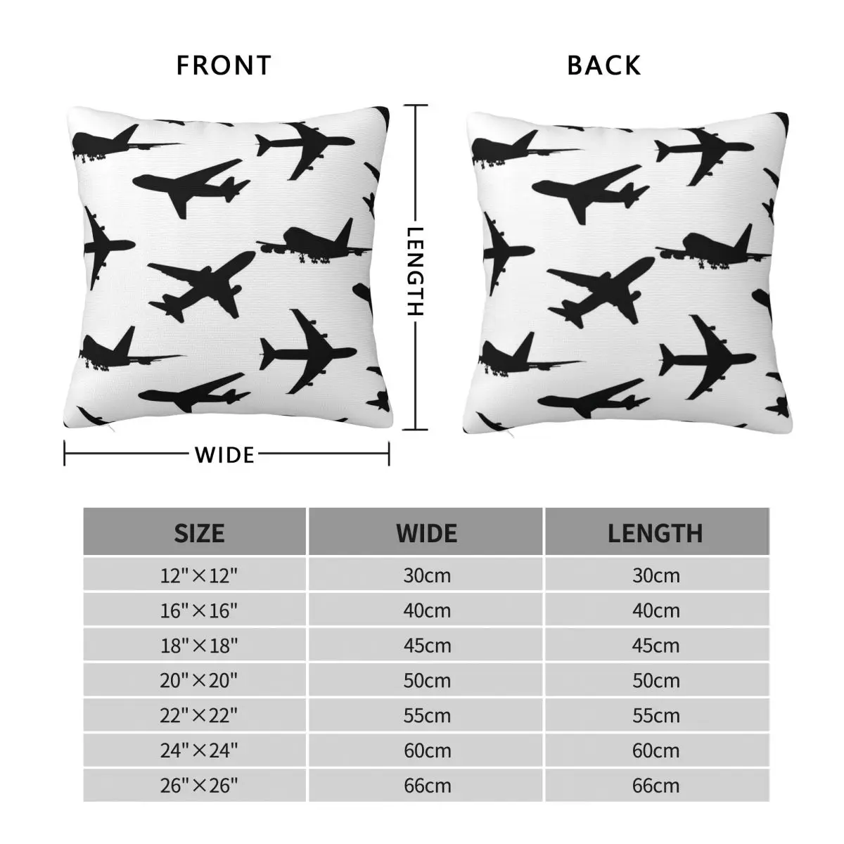 Pack Of Aviation Plane Square Pillowcase Polyester Linen Velvet Printed Zip Decor Pillow Case Room Cushion Cover 18