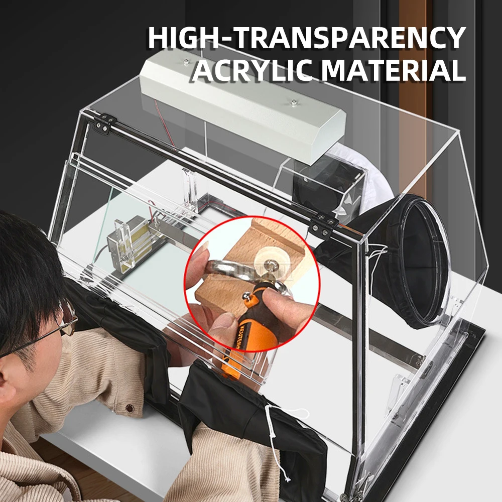 Large Transparent Acrylic Gold and Silver Jewelry Processing Dustproof Box, Carving and Polishing Box, Gold Plating Workbench
