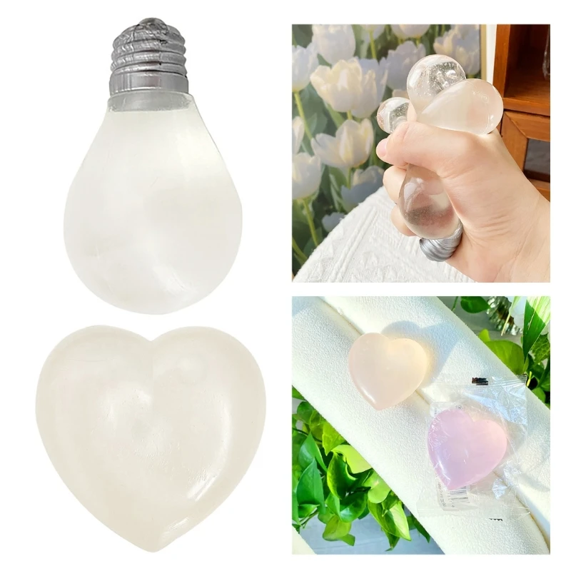 

Hand Squeeze Heart Bulb Toy for Office Decompressing Soft AntiStress Mochi Toy Anxiety Reliever Kids Rewards 2PCS