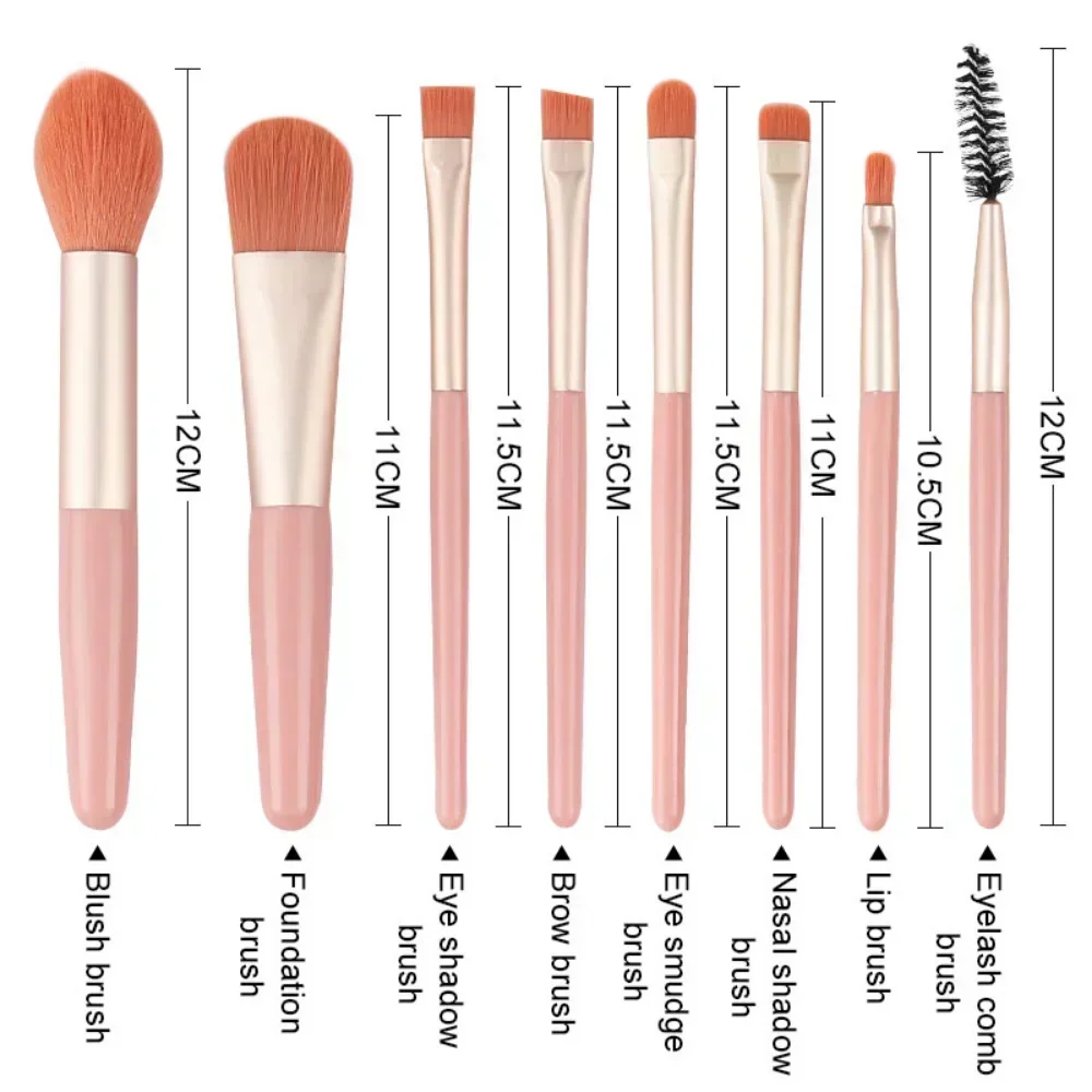 Ensemble de pinceaux de maquillage portables, mini pinceaux cosmétiques, correcteur de cheveux doux, poudre adt, fard à barrage, fond de teint, outils de beauté, 8 pièces