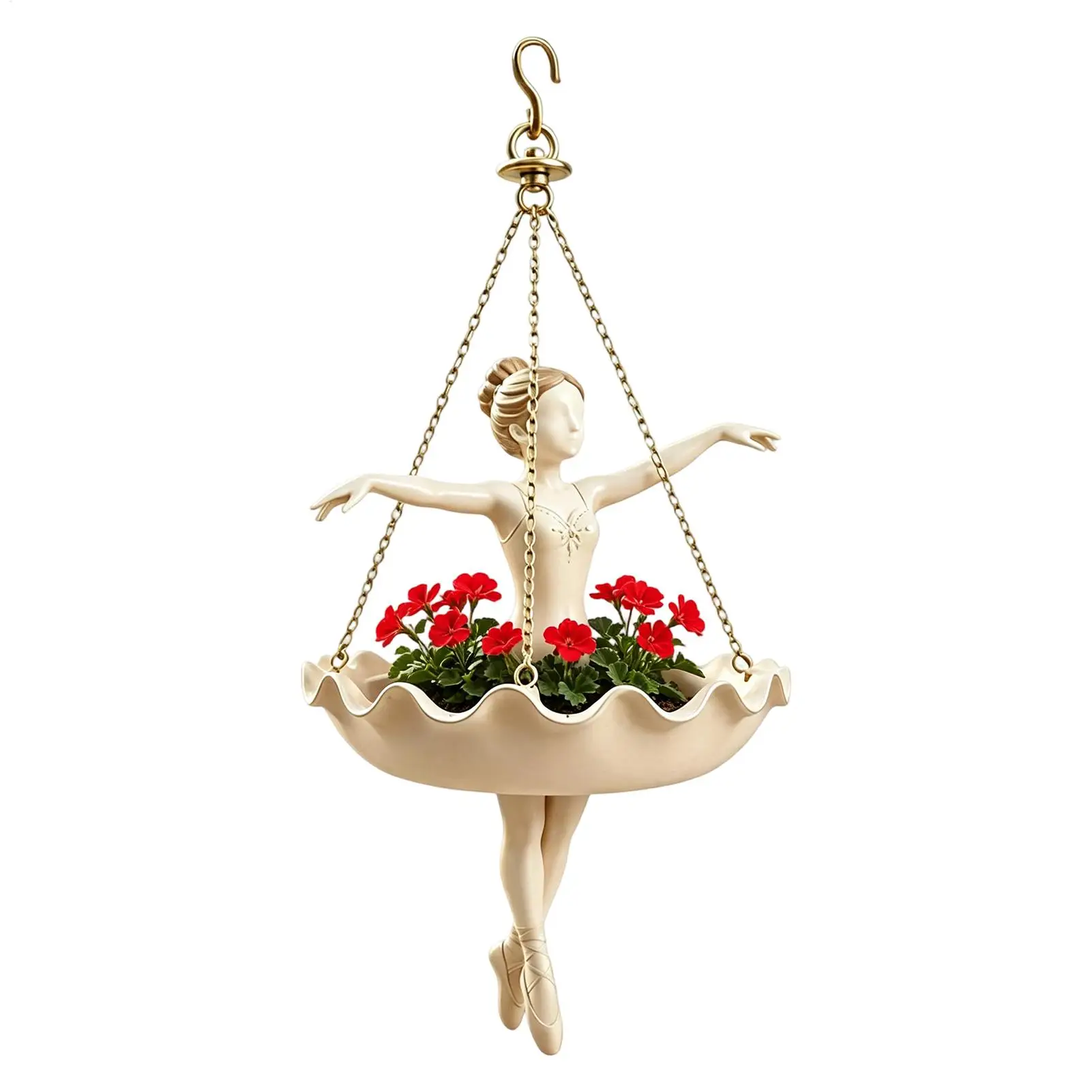 Ballet Girl Sculpture Hanging Planter Resin Flower Pot Waterproof Hanging Basket Artistic Home Decor Ornament For Balcony room