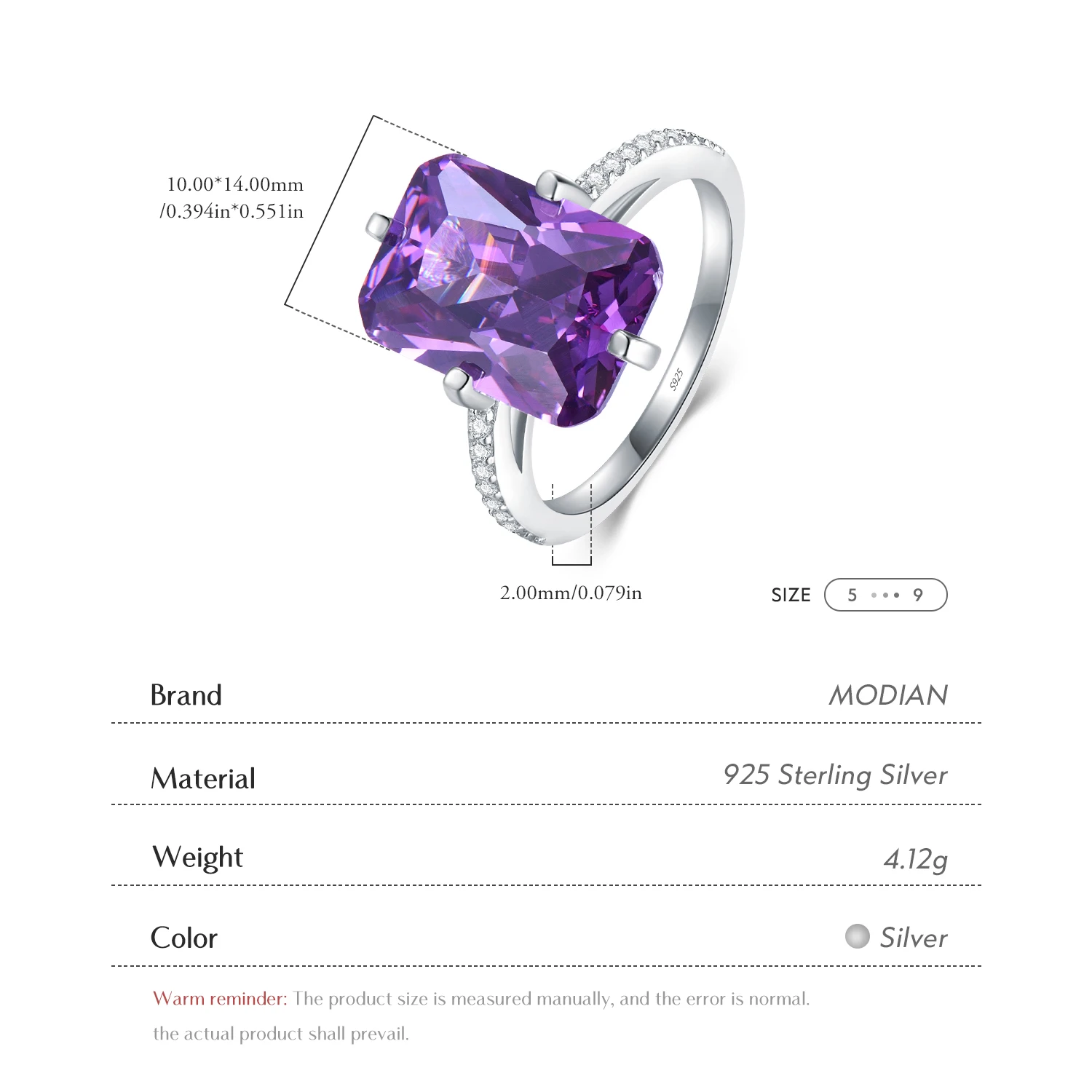 Modian Instagram New Classic Fashion 925 Sterling Silver Luxury Rings For Women Anniversary Engagement Jewelry Silver Ring Anel