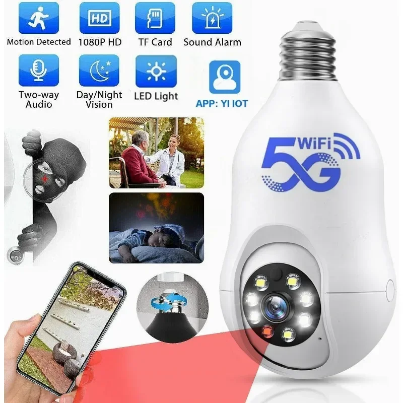 Wifi 3MP E27 Bulb Surveillance Camera Indoor 4X Digital Zoom AI Human Detect Full Color Night Vision Wireless Cameras Smart Home