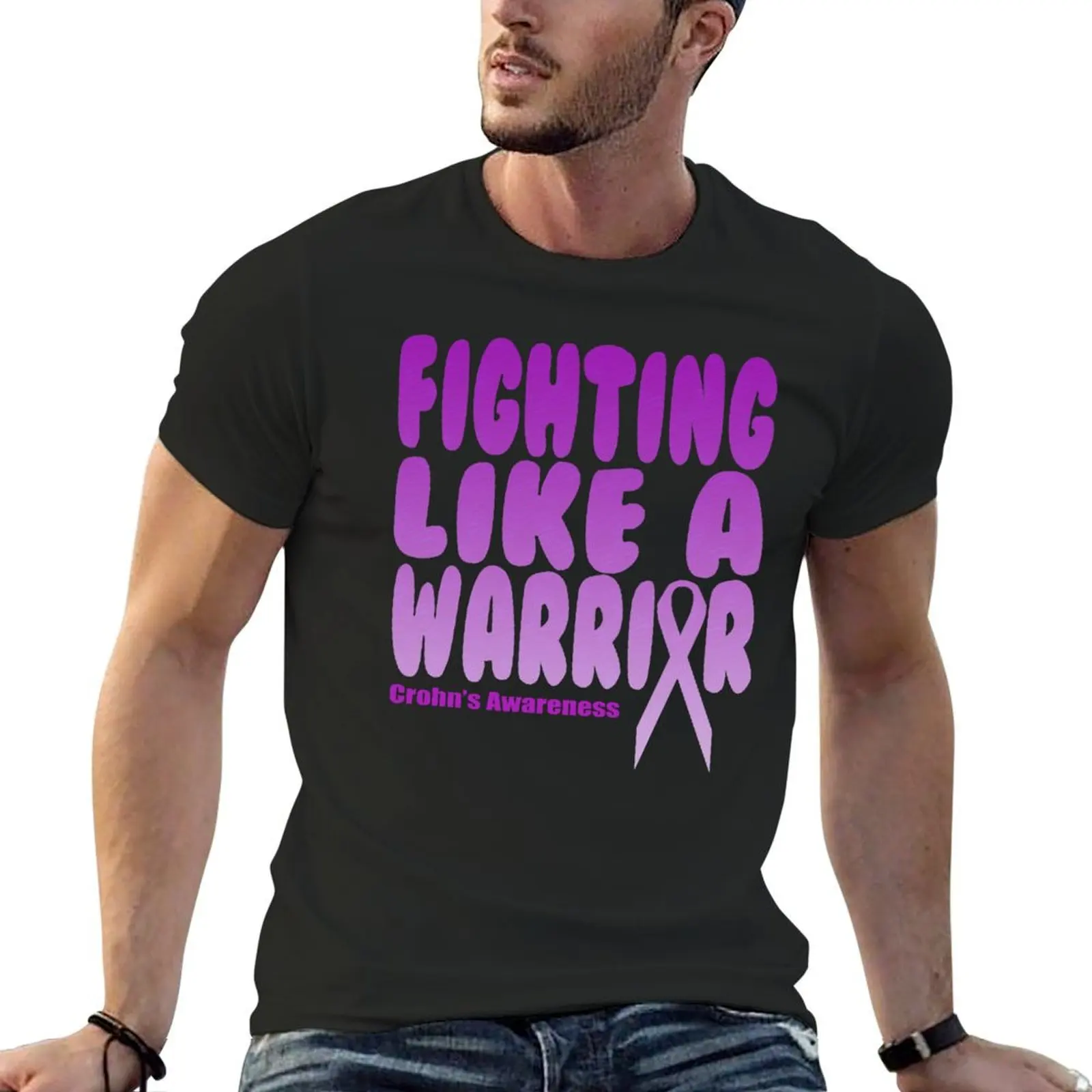 Fighting Like a Warrior. Crohn's Awareness Quote T-Shirt tees anime stuff vintage t shirt men