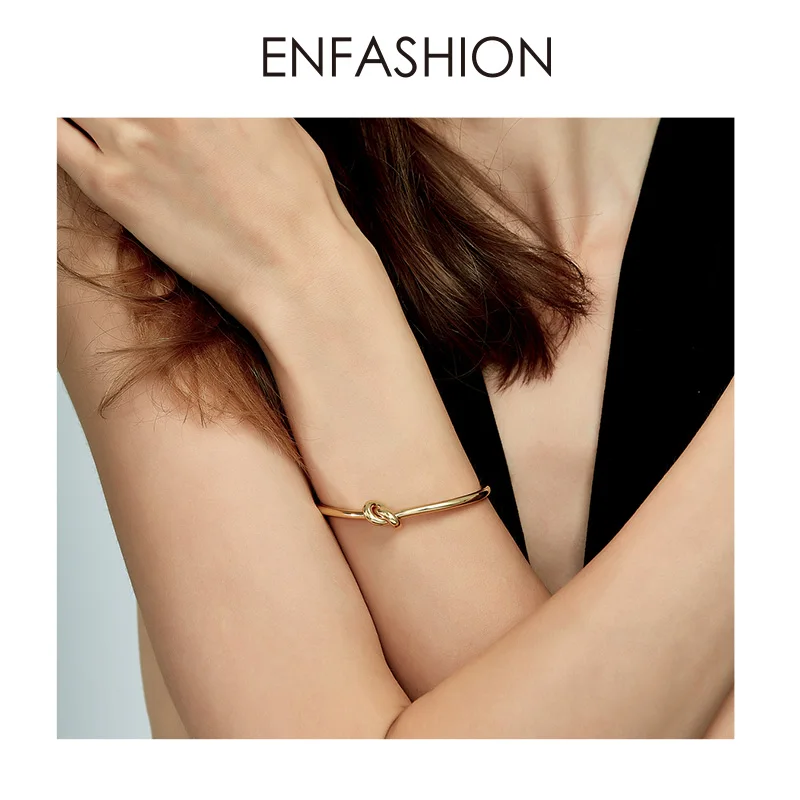 ENFASHION Wholesale Knot Cuff Bracelets Gold Color Manchette Bangle Bracelet For Women Armband Fashion Jewelry Pulseiras B4286