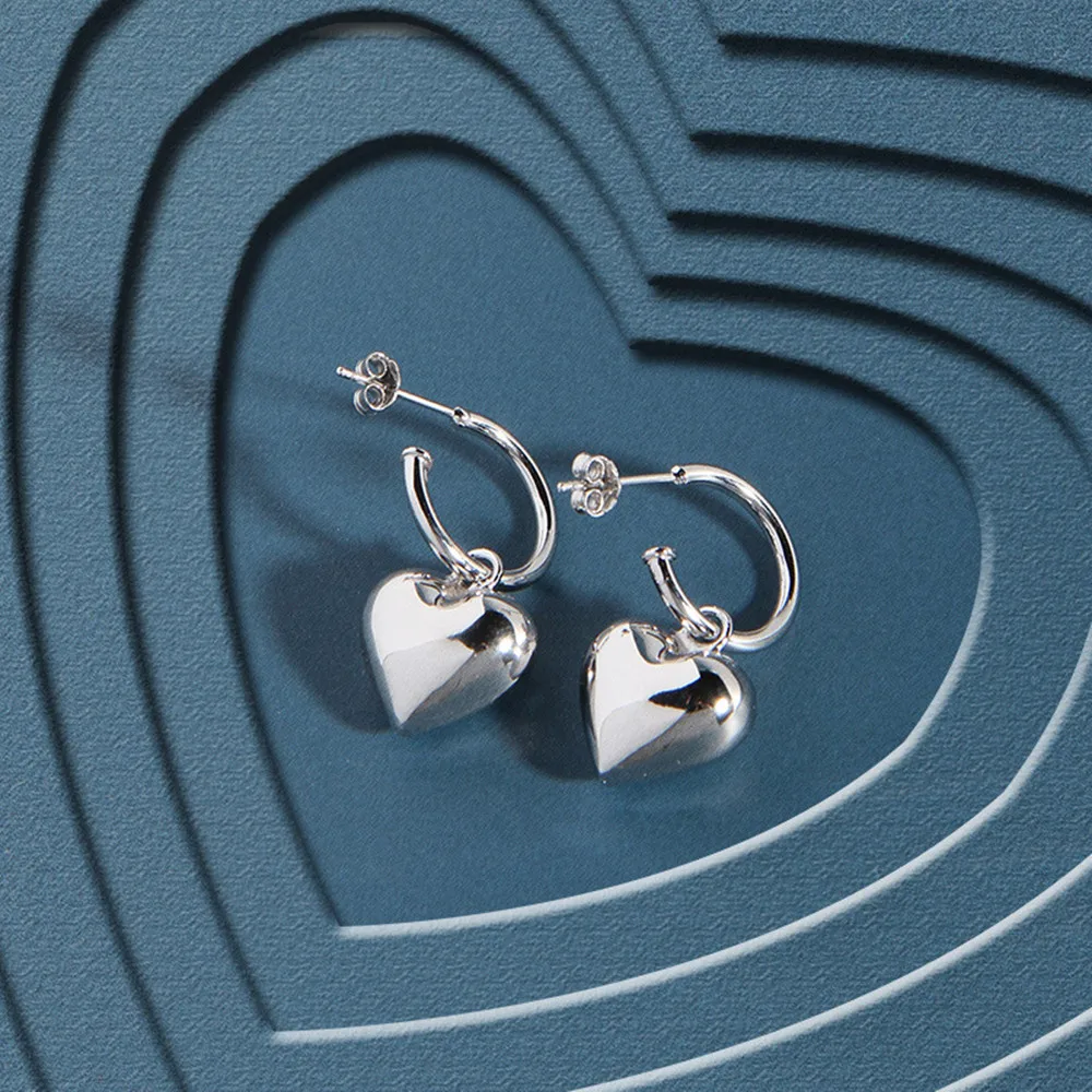 

Минималистичные серьги-гвоздики из стерлингового серебра 925 пробы в форме сердца | Корейские эстетические женские аксессуары для ушей INS