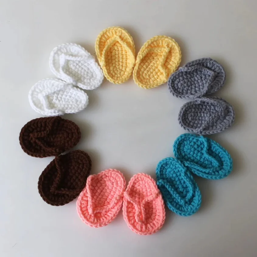 Newborn Full Moon Photo 100 Days Baby Photography Knitted Slippers Children's Photography Clothing Props ニューボーンフォト  소품