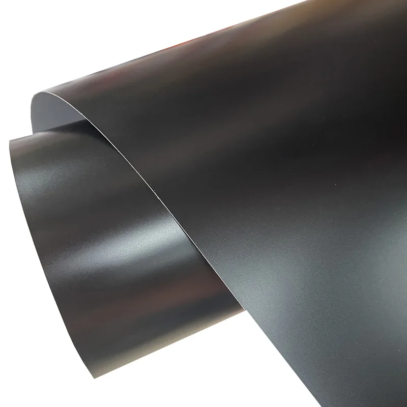 PET Matte Satin Zwart Vinyl Wrap Filmrol met luchtafvoer Rekbare zelfklevende sticker Sticker Motorfiets Auto Wrapping Folie