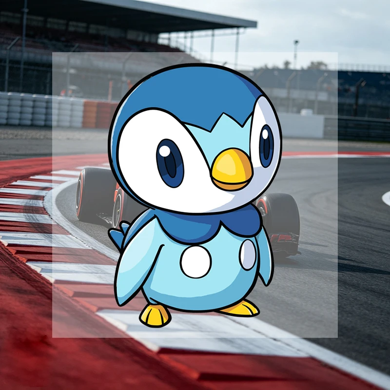 Car Stickers Blue Penguin Racing Cartoon Vinyl Decal Waterproof Die Cut Weatherproof Sun Proof for Race Track Vehicle Auto Decor