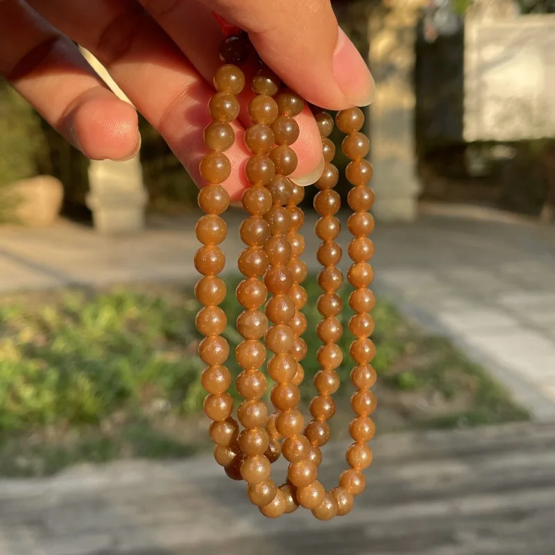 Hotan Jade Qemuo Old Material All-Red Sugar 1086 Bead Chain Multi-Loop Bracelet