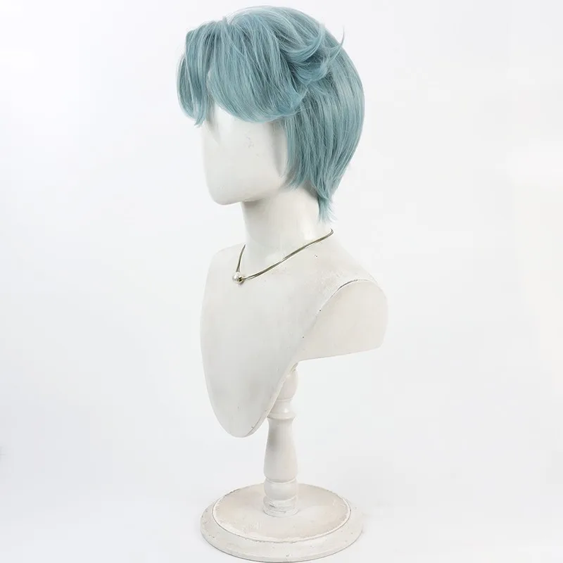Nieuwe Anime Vtuber Freodore Cosplay Pruik Blauw Kort Haar Hittebestendige Synthetische Pruiken Halloween Carnaval Prop