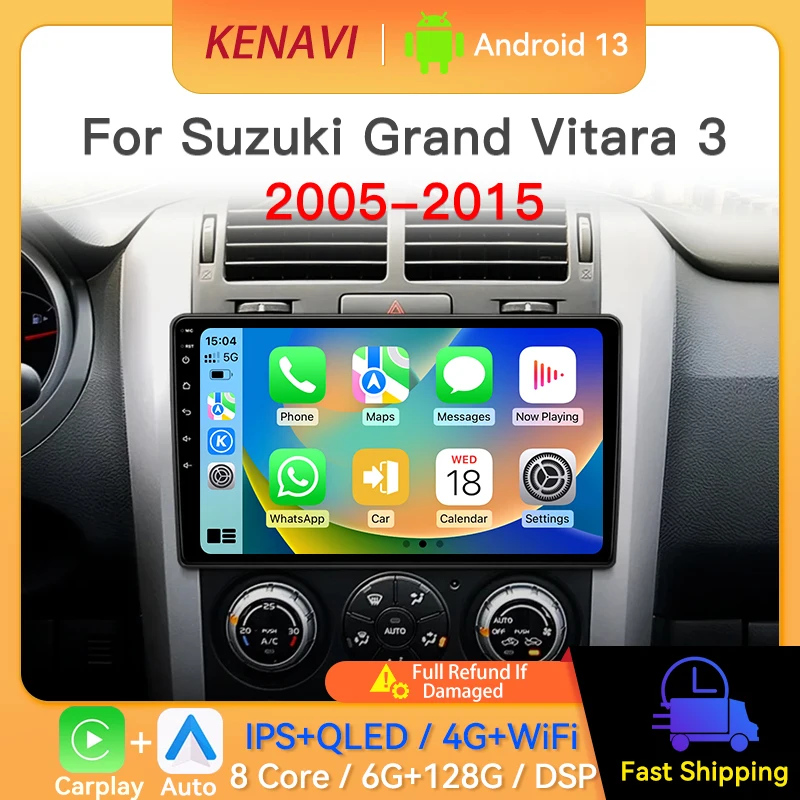 Car Stereo Radio For Suzuki Grand Vitara 3 2005-2015 FM GPS Navigation Wireless Carplay Android Auto Multimedia Player Head Unit